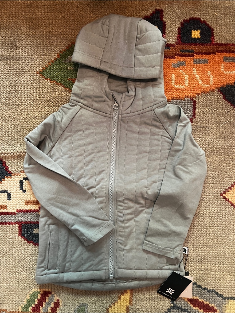 Sweet Bamboo Kids Quilted Hooded Jacket - Sage